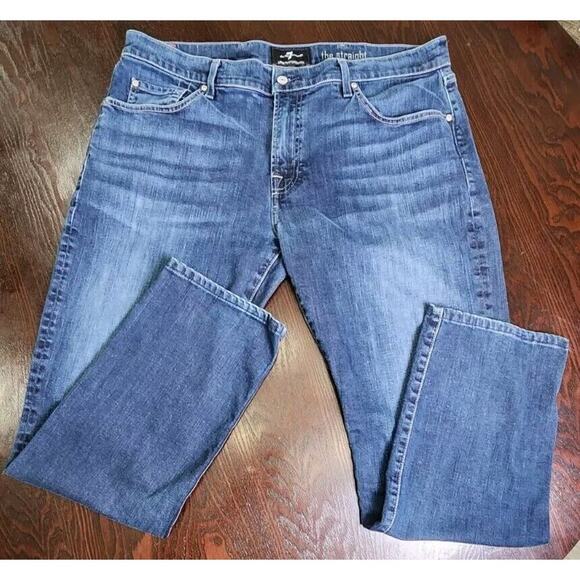 7 For All Mankind Mens Luxe Performance The Straight Jeans 38 Dark Wash - Picture 5 of 11